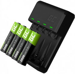 Green Cell VitalCharger USB 4 Batterien Ni-MH Größe AA/AAA Set mit 4x AA 2000mAh