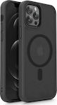 Tech-Protect Magmat Matte Plastic / Silicone Back Cover Black (iPhone 12 / 12 Pro)