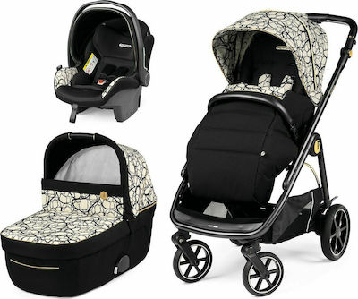 Peg Perego Veloce SL Modular 3 in 1 Verstellbar 3 in 1 Baby Kinderwagen Geeignet für Neugeborene Graphic Gold 10.7kg 02828AB50RO01