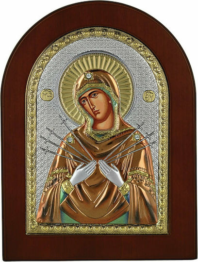 Prince Silvero Icoană Maica Domnului Cu Pruncul Argintie 15x21cm