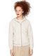 Pepe Jeans Zip Thru Women's Hooded Cardigan Ecru