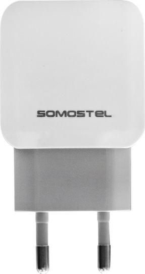 Somostel Ladegerät ohne Kabel mit 2 USB-A Anschlüsse Weißs (SMS-A13)
