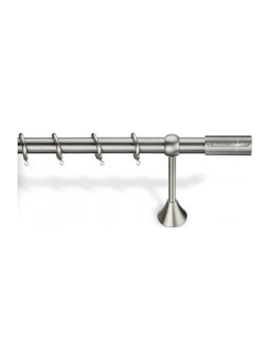Viobrass Metallisch Vorhangstange Doppel mit Schiene Φ25mm 160cm Nickel Matte