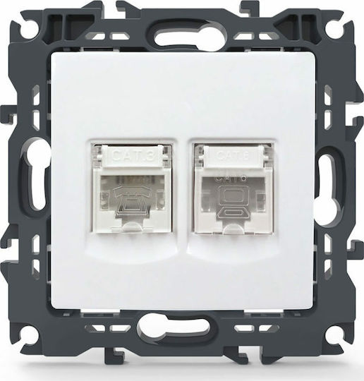 Aca Prime Διπλή Πρίζα Δικτύου και Τηλεφώνου RJ45/RJ11 χωρίς Πλαίσιο Τύπου Cat6 σε Λευκό Χρώμα 1000113401