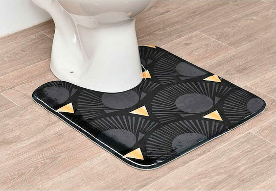 Πατάκι Μπάνιου Microfiber Λεκάνης Gingko 7702N681 Μαύρο 45x50εκ.