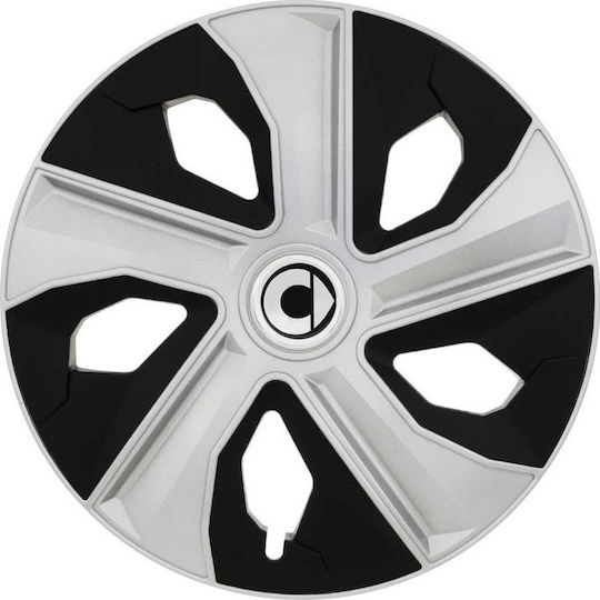 Jestic Car Hubcap Set Ring Mix with Smart Emblem 15" 4pcs Silver