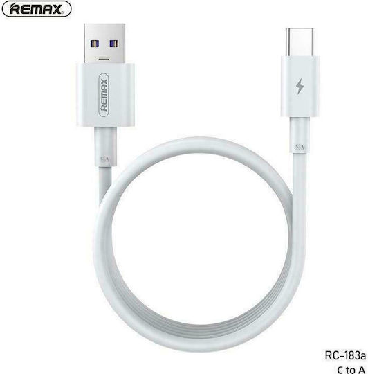 Remax RC-175A USB 2.0 Cable USB-C male - USB-A 100W Λευκό 2m RC-183A