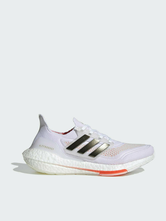 Adidas Ultraboost 21 Γυναικεία Αθλητικά Παπούτσια Running Cloud White / Core Black / Solar Red