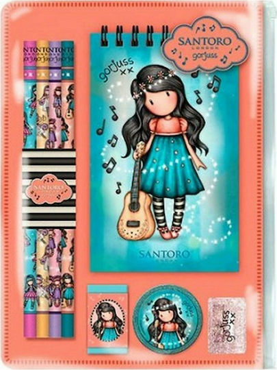 Santoro Gorjuss This One's For You Kids Stationery Set with Pencil, Sharpener, Eraser, Notepad and Pencil Case 5pcs