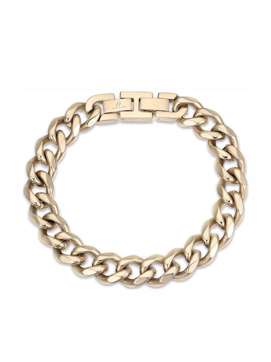Luca Barra Chain Hand made of Steel Gold-plated Wide Thickness 11mm and Length 21cm