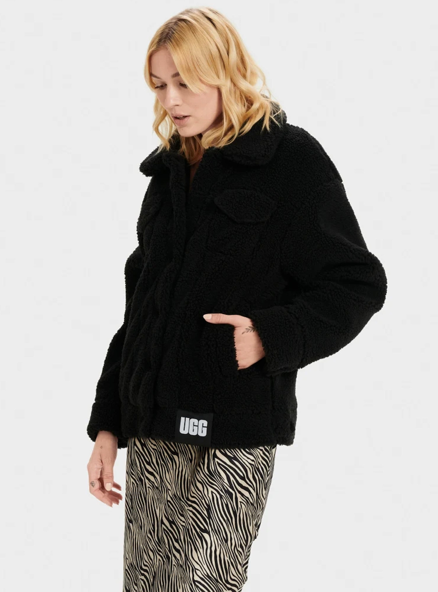 Black teddy top trucker jacket
