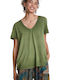 Desigual Africa Damen T-shirt mit V-Ausschnitt Khaki