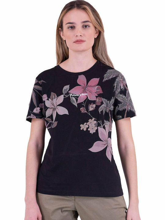 Desigual Life Women's T-shirt Floral Black