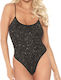 Leg Avenue Lurex Opaque Thong Bodysuit Black / Gold