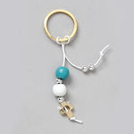 Bellissimo Metal Christening Charm Keychain Turquoise 50pcs