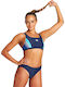 Arena Sport Bikini Set Sports Bra & Slip Bottom Threefold Navy Blue