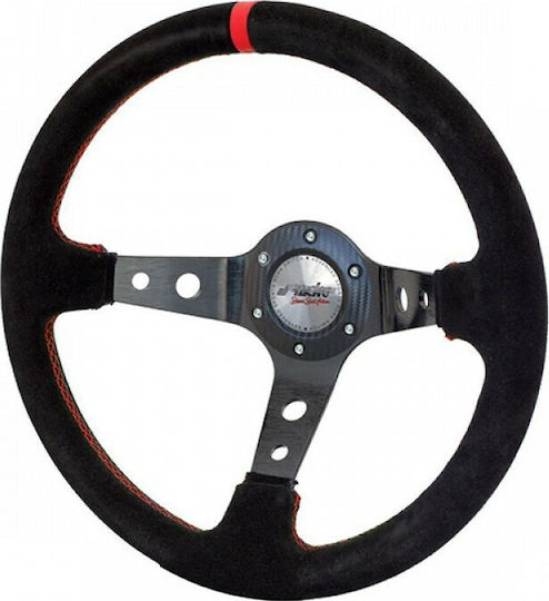 Simoni Racing Τιμόνι Αυτοκινήτου Τριάκτινο με Διάμετρο 35cm Κόκκινο/Μαύρο