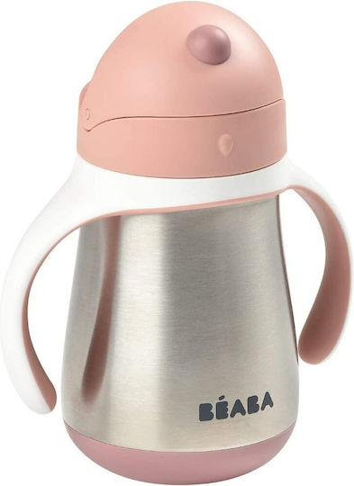Beaba Căniță pentru copii cu Mânere și Pai din Metal Roz 250ml pentru 8m+m+