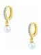 Silver hoop earrings "Dangle Pearl" gold plated