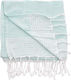 Ble Resort Collection Beach Towel Pareo Cotton Green with Fringes 90x170cm