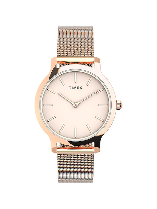 Timex Transcend Watch with Pink Gold Metal Bracelet