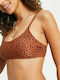 Vero Moda Sports Bra Bikini Top with Adjustable Straps Brown Animal Print