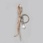 Bellissimo Metal Christening Charm Keychain Beige 50pcs