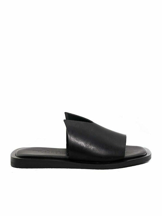 Robinson Leather Women's Flat Sandals in Black Color