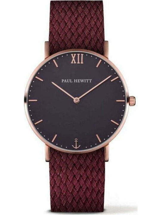 Paul Hewitt Herrenuhr 39mm Batterie mit Burgundisch Stoffarmband