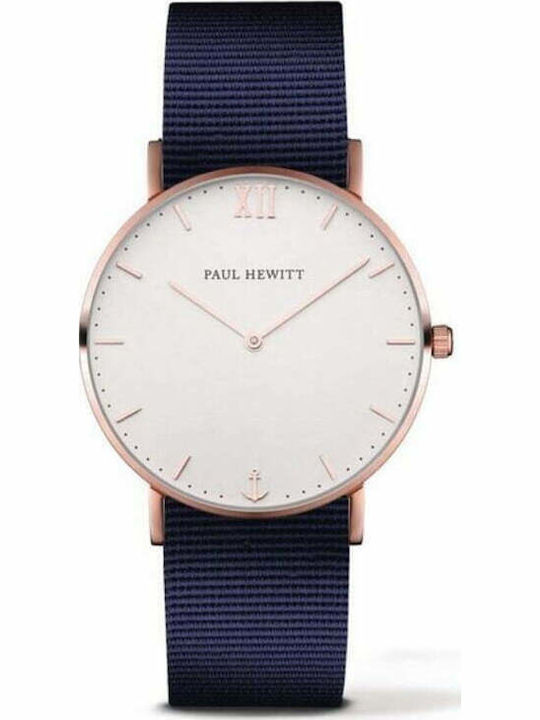Paul Hewitt Herrenuhr 39mm Batterie mit Blau Stoffarmband