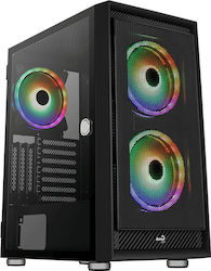 Aerocool Graphite ARGB Gaming Midi Tower Κουτί Υπολογιστή με Πλαϊνό Παράθυρο Μαύρο