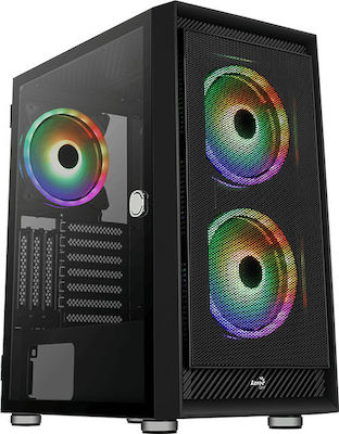 Aerocool Graphite ARGB Gaming Midi Tower Κουτί Υπολογιστή με Πλαϊνό Παράθυρο Μαύρο