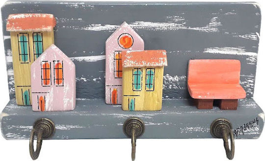 Kapadakis Wood Art Agățătoare Chei Din Lemn Cu 3 Compartimente 18x5x9cm