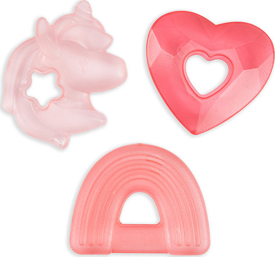 Itzy Ritzy Unicorn Heart Rainbow Teething Ring Silicone for 3 m+ 3 Pieces