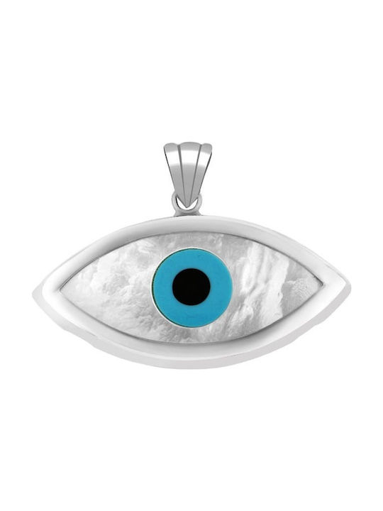 14K White gold pendant with light blue eye KR11200007