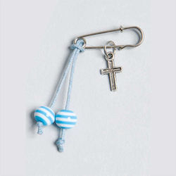 Mouchtaris Collection Christening Charm with Safety Pin Light Blue 50pcs