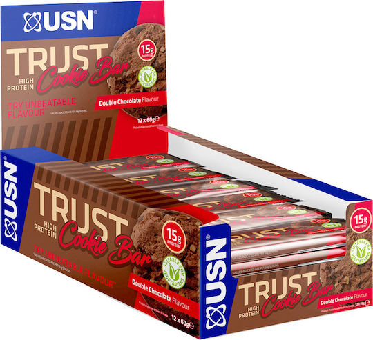 USN Trust Cookie Riegel mit 15gr Protein & Geschmack Double Chocolate 12x60gr
