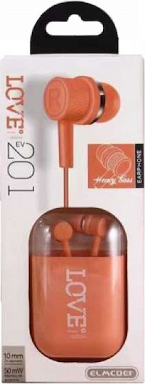 Love EV-201 In-ear Handsfree Headphones with Connector 3.5mm Orange
