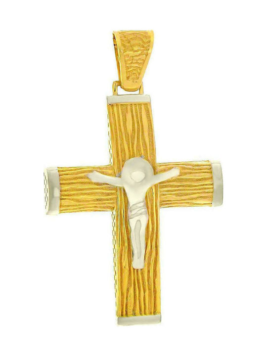 Q-Jewellery Herren Gold Kreuz 14K mit dem Gekreuzigten