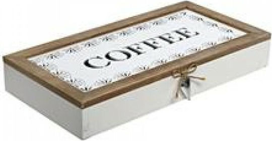 Inart Wooden Coffee Box with Lid White 34x17x5cm