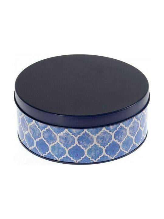 Inart Кутия Обща Употреба с капак Металик Син 15x15x6.5см