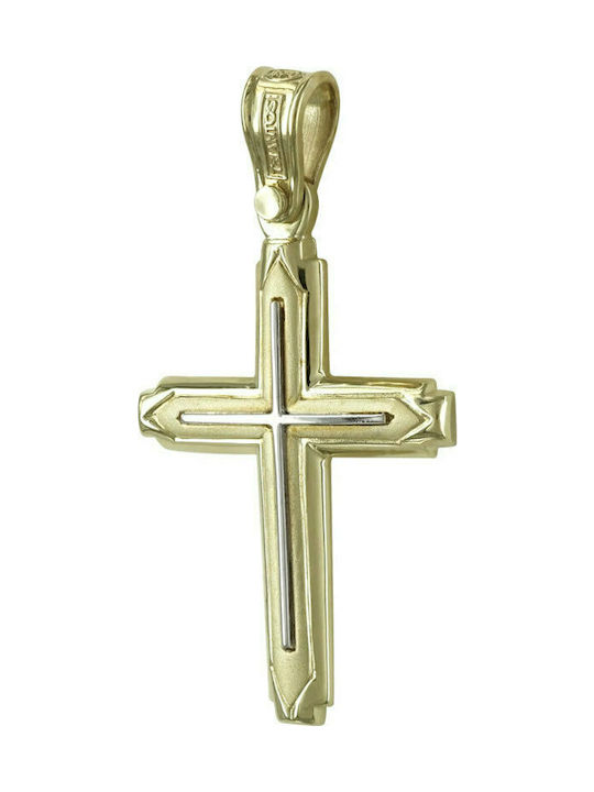 Triantos Men's Gold Cross 14K with the Crucified with Chain