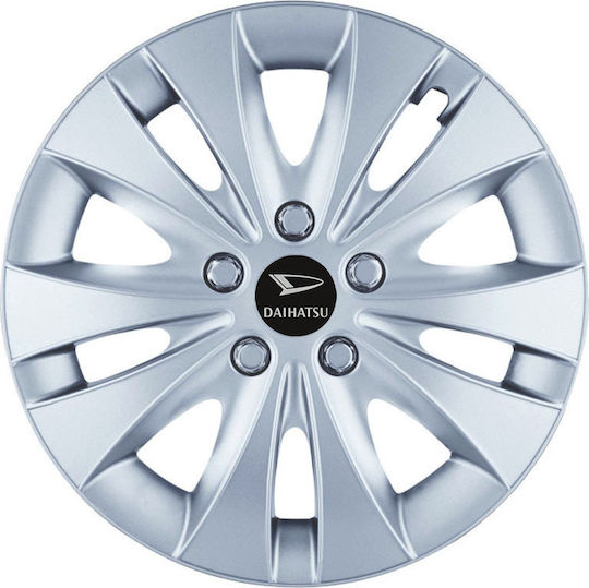 Jestic Car Hubcap Set Storm X with Daihatsu Emblem 16" 4pcs Silver