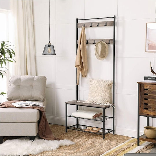 Eingangsmöbel mit Garderobe & Schuhschrank Grey 70x32x175cm