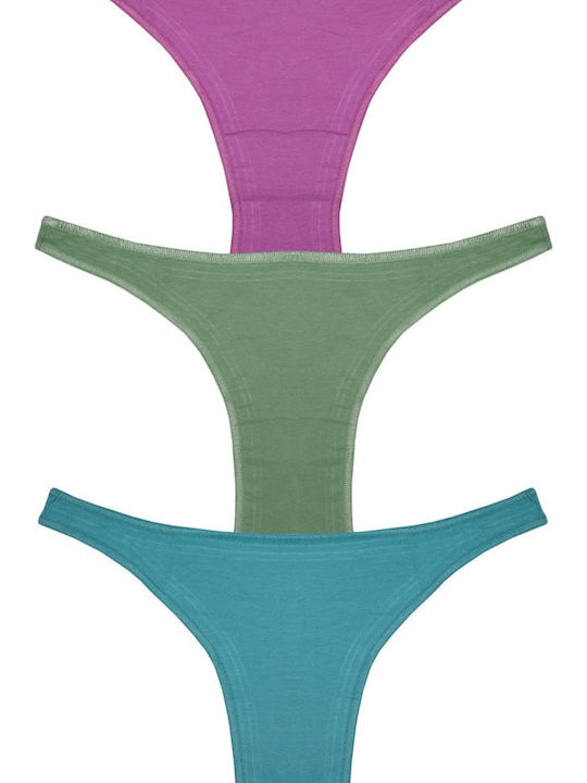 Helios Βαμβακερά Γυναικεία String 3Pack Purple/...