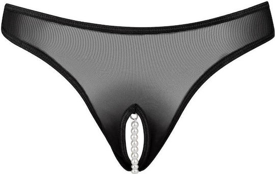 Underneath Jade Crotchless Sheer Thong Femei Sexy Șir de caractere cu decupaje Black UN-P009-BLK-SM