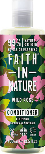 Faith in Nature Wild Rose Conditioner Διατήρησης Χρώματος για Βαμμένα Μαλλιά 400ml