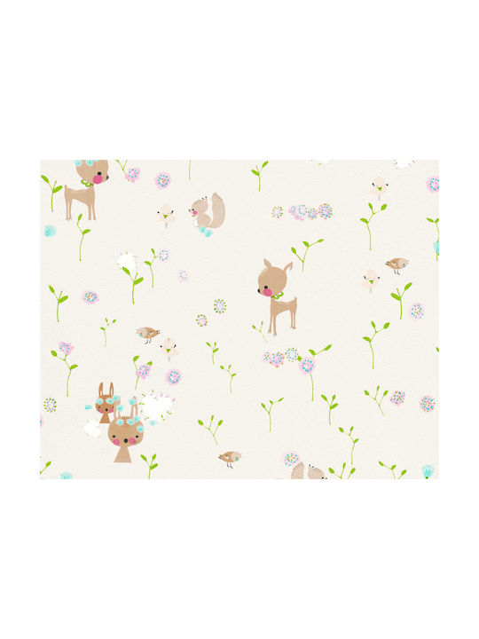 AS Creation Kids Wallpaper Vinyl Coated Ελαφάκια Εκρού L53xH1000εκ.