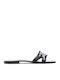 Leder Flache Sandalen für Damen in Schwarz Farbe