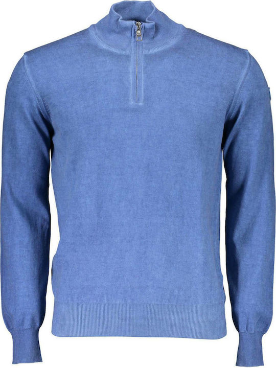 North Sails Men's Long Sleeve Sweater with Zipper Light Blue